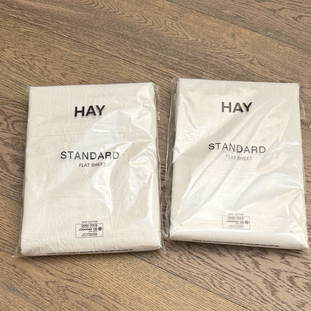 NIB 2 Hay standard flat sheets, Twin, light grey